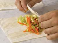 Photograph of folding phyllo dough.